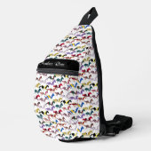 Auf dem Weg zu den Pferderennen Jockey Silk Muster Crossbody Bag (Rechte Ecke)