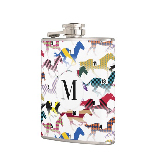 Auf dem Weg zu den Pferderennen Jockey Silk Muster Flachmann (Links)