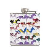 Auf dem Weg zu den Pferderennen Jockey Silk Muster Flachmann (Rückseite)