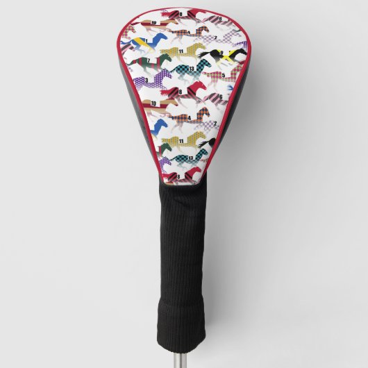 Auf dem Weg zu den Pferderennen Jockey Silk Muster Golf Headcover (Vorderseite)