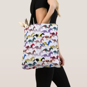 Auf dem Weg zu den Pferderennen Jockey Silk Muster Tasche