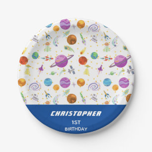 Auf dem Weg zum Weltraum Geburtstag Personalisiert Pappteller