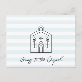 Auf dem Weg zur Kapelle Hochzeit Blau Save-the-Dat Postkarte
