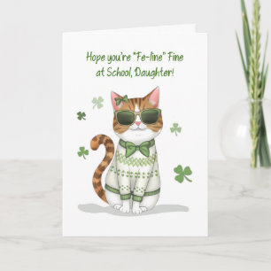 Auf dem Weg zur Uni Tochter Girl Cat St Patricks D Karte