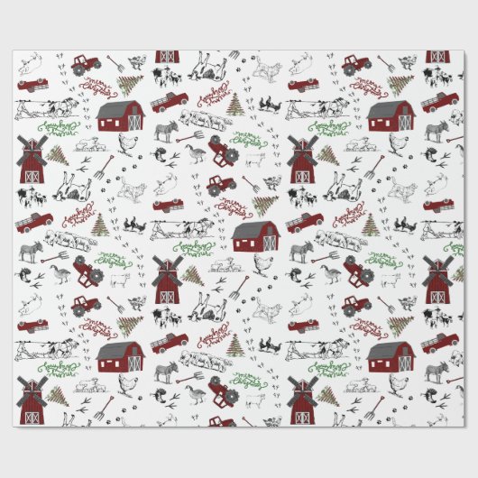 Auf dem Weihnachtswaschpapier für den Bauernhof Geschenkpapier (Flach)