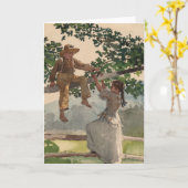 Auf dem Zaun | Winslow Homer Karte (Gelbe Blume)