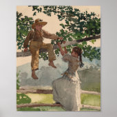 Auf dem Zaun | Winslow Homer Poster (Vorne)