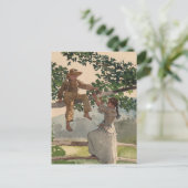 Auf dem Zaun | Winslow Homer Postkarte (Stehend Vorderseite)