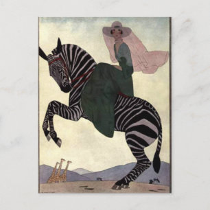 Auf dem Zebra reiten Postkarte