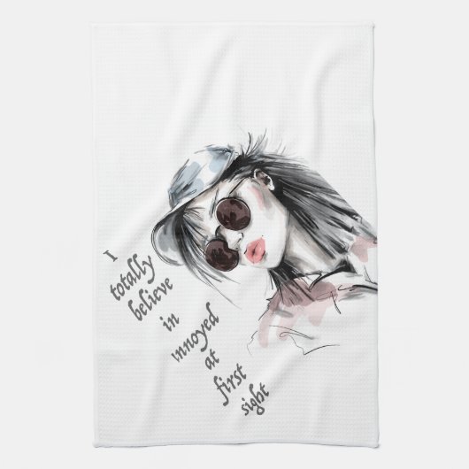 auf den ersten Blick verärgert Geschirrtuch (Vertikal)