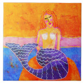 Auf den Felsen Abstrakte Meerjungfrau Malerei Fliese (Vorderseite)