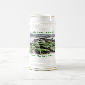Auf den Felsen Ozean-Stadt, NJ Bierglas