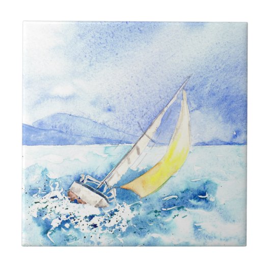 "Auf den Fersen gefolgt über" Fliese (Vorderseite)