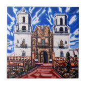 "Auf den Flügeln des Himmels, San Xavier" Tile Fliese (Vorderseite)