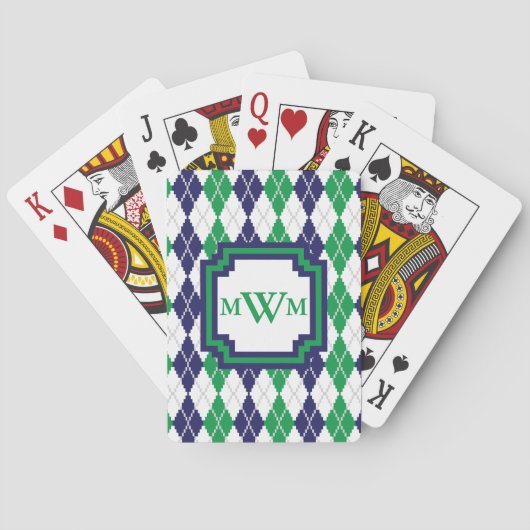 Auf den grüne Rauten-klassischen Spielkarten (Rückseite)