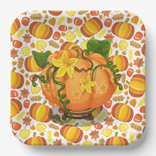 Auf den Herbst hereinfälligende Papierplatten Pappteller (Vorderseite)