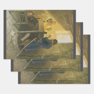 Auf den Karten in Cluny's Cage von NC Wyeth Geschenkpapier Set