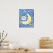Auf den Mond auf der Rückseite Babynamensvorlage W Poster (Küche)