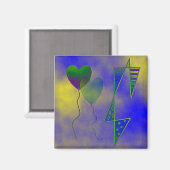 "Auf den Mond mit Liebe" 2 Zoll großes Quadrat Magnet (Vorderseite/Rückseite)