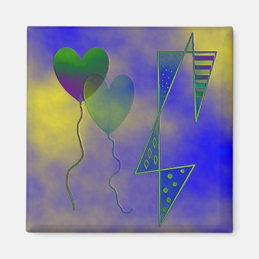 "Auf den Mond mit Liebe" 2 Zoll großes Quadrat Magnet (Vorne)