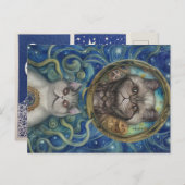 Auf den Mond mit persischen Katzen Postkarte (Vorne/Hinten)