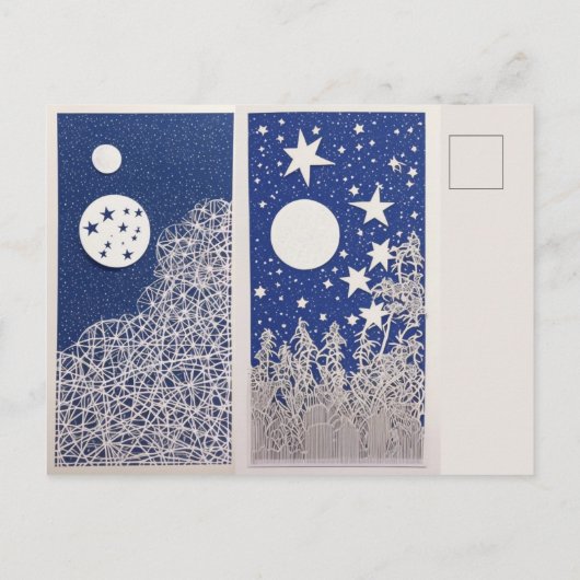 Auf den Mond mit persischen Katzen Postkarte (Rückseite)