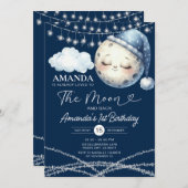 Auf den Mond und zurück 1. Geburtstag Einladung (Vorne/Hinten)