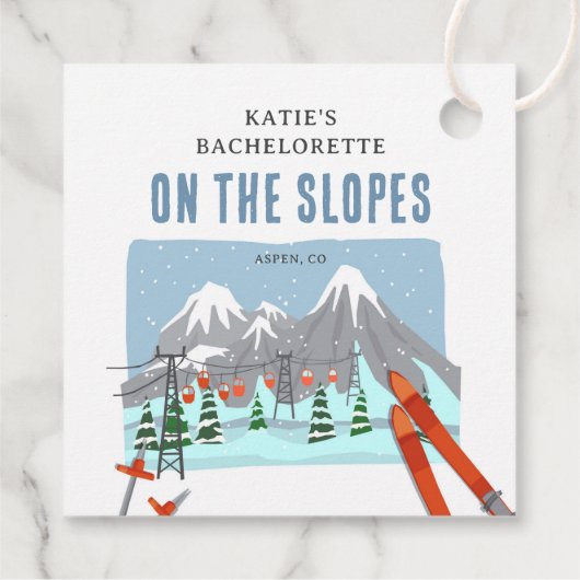 Auf den Pisten Schnee Ski Bachelorette Wochenende Geschenkanhänger (Rückseite)