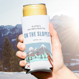 Auf den Pisten Schnee Ski Bachelorette Wochenende Selters Dosenkühler