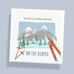 Auf den Pisten Schnee Ski Bachelorette Wochenende Serviette