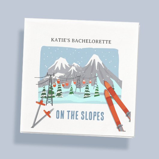Auf den Pisten Schnee Ski Bachelorette Wochenende Serviette