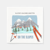 Auf den Pisten Schnee Ski Bachelorette Wochenende Serviette (Vorderseite)