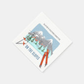 Auf den Pisten Schnee Ski Bachelorette Wochenende Serviette (Ecke)