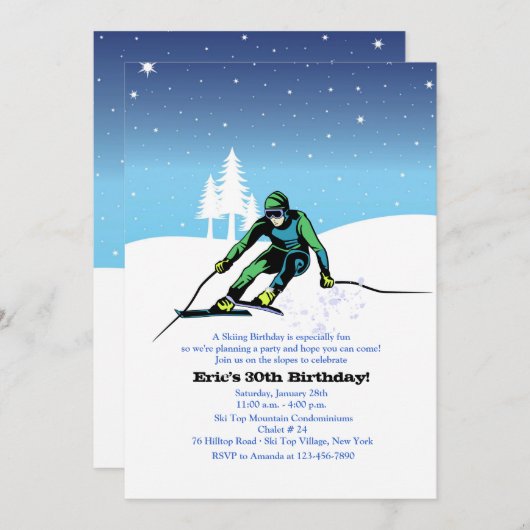 Auf den Pisten Skifahren Einladung (Vorne/Hinten)