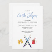 Auf den Pisten Winter Bachelorette Wochenende Part Einladung (Vorne/Hinten)