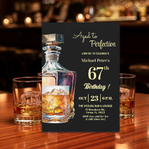 Auf den Punkt gereifter Mann 67. Whisky-Geburtstag Einladung