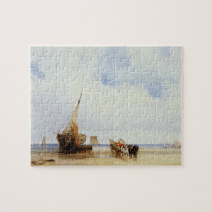 Auf den Strand gesetzte Schiffe und ein Lastwagen Puzzle