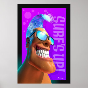 Auf den Strand gesetzter Kopf - Brandung oben! Poster