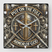 AUF DEN VOLLSTÄNDIGEN ARMOR GOTTES AUFSTELLEN QUADRATISCHE WANDUHR (Vorderseite)