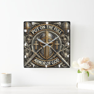 AUF DEN VOLLSTÄNDIGEN ARMOR GOTTES AUFSTELLEN QUADRATISCHE WANDUHR