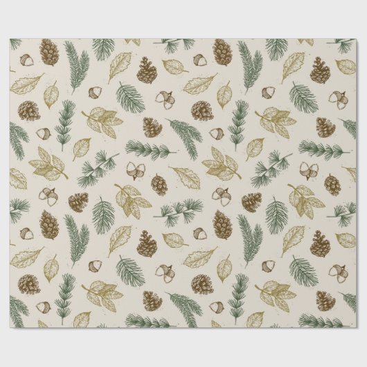 auf den Waldboden rustikalen pinecones immergrün Geschenkpapier (Flach)