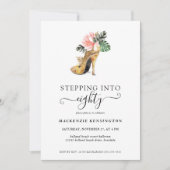 Auf den Weg zu 80 schicken Blumen Gold Heelse Gebu Einladung (Vorderseite)