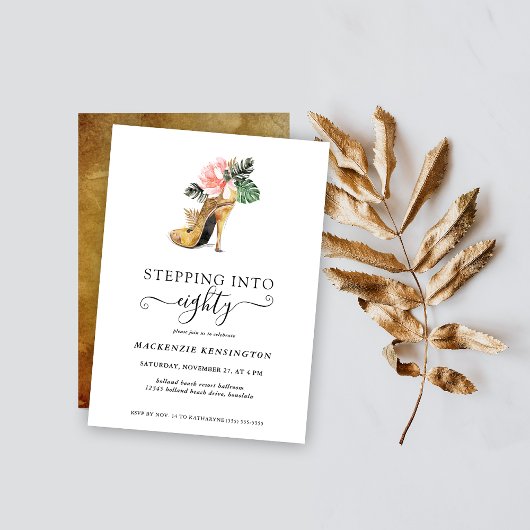 Auf den Weg zu 80 schicken Blumen Gold Heelse Gebu Einladung