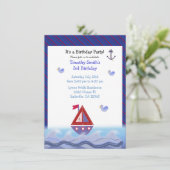 Auf den Wellen wegsegeln Einladung (Stehend Vorderseite)