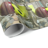 Auf der anderen Seite Pitch & Crease: Fußball-Cric Geschenkpapier (Rolleneckpunkt)