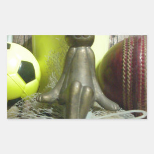 Auf der anderen Seite Pitch & Crease: Fußball-Cric Rechteckiger Aufkleber