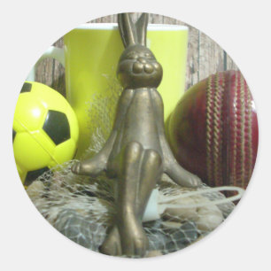 Auf der anderen Seite Pitch & Crease: Fußball-Cric Runder Aufkleber