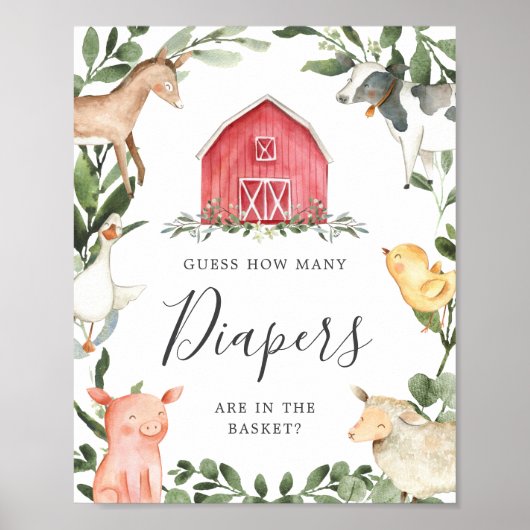 Auf der Babydusche auf dem Bauernhof schätzen, wie Poster (Vorne)