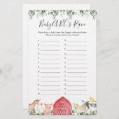 Auf der Babydusche des Bauernhofs ABCs Race Game (Vorne/Hinten)