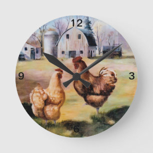 Auf der Bauernhof-Uhr Runde Wanduhr